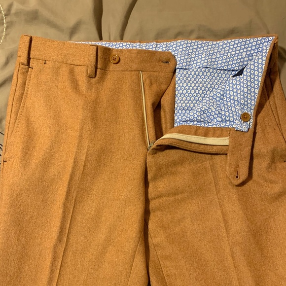 Eredi Pisano Flannel Dress Pants, Orange - Picture 1 of 4